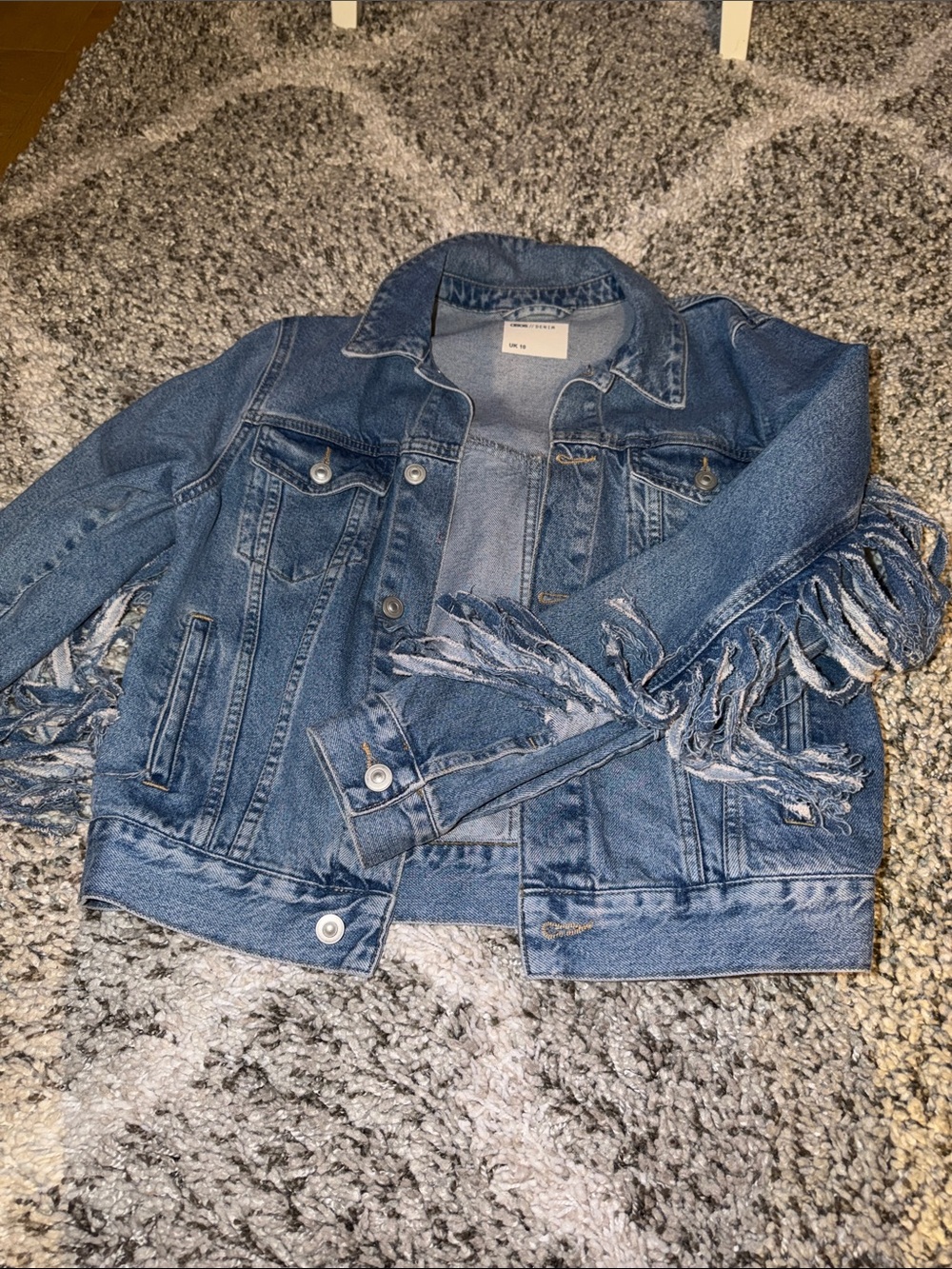 ASOS Fringe Denim Jacket Blue uk 10 us 6